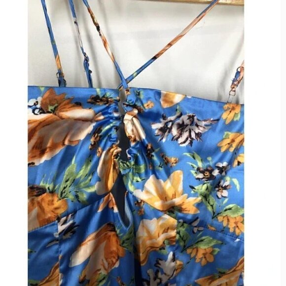 Nookie Simone Cut Out Asymmetrical Ruffle Hem Dress Blue Women's Size XS - Picture 8 of 10